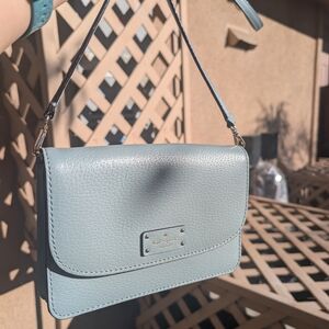 kate spade Pale Blue Pebbled Leather Crossbody Bag